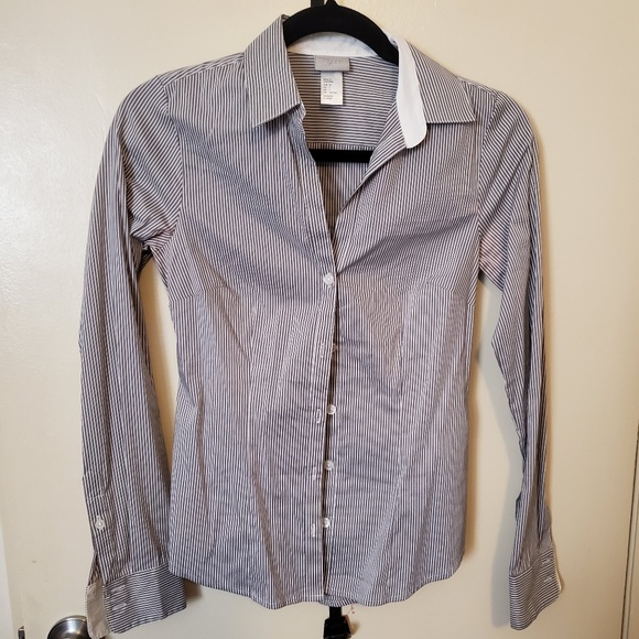 H&M button down grey stripe - Picture 1 of 2